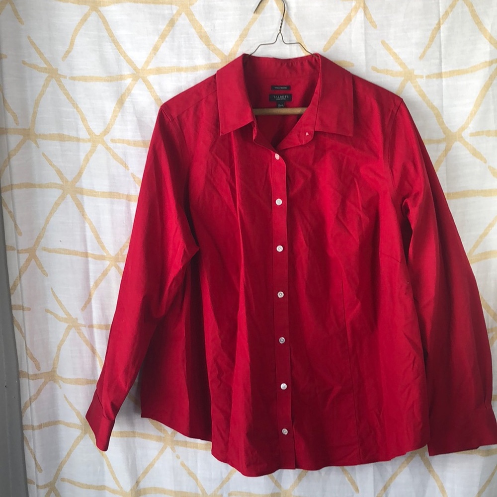 Red Talbots 18wp wrinkle resistant button up top